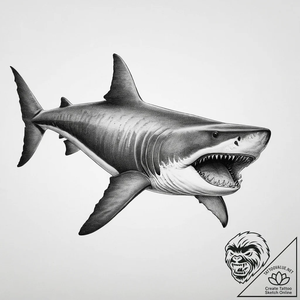 Tattoo sketch basking shark - tattoo sketch (№1760570829_0, 15.10.2025 23:27) — tattoovalue.net
