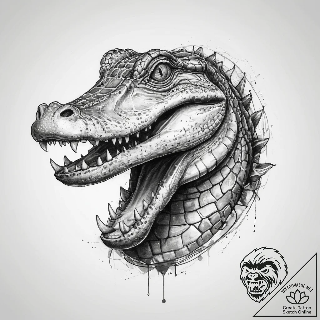 Tattoo sketch alligator - tattoo sketch (№1760572782_0, 15.10.2025 23:59) — tattoovalue.net