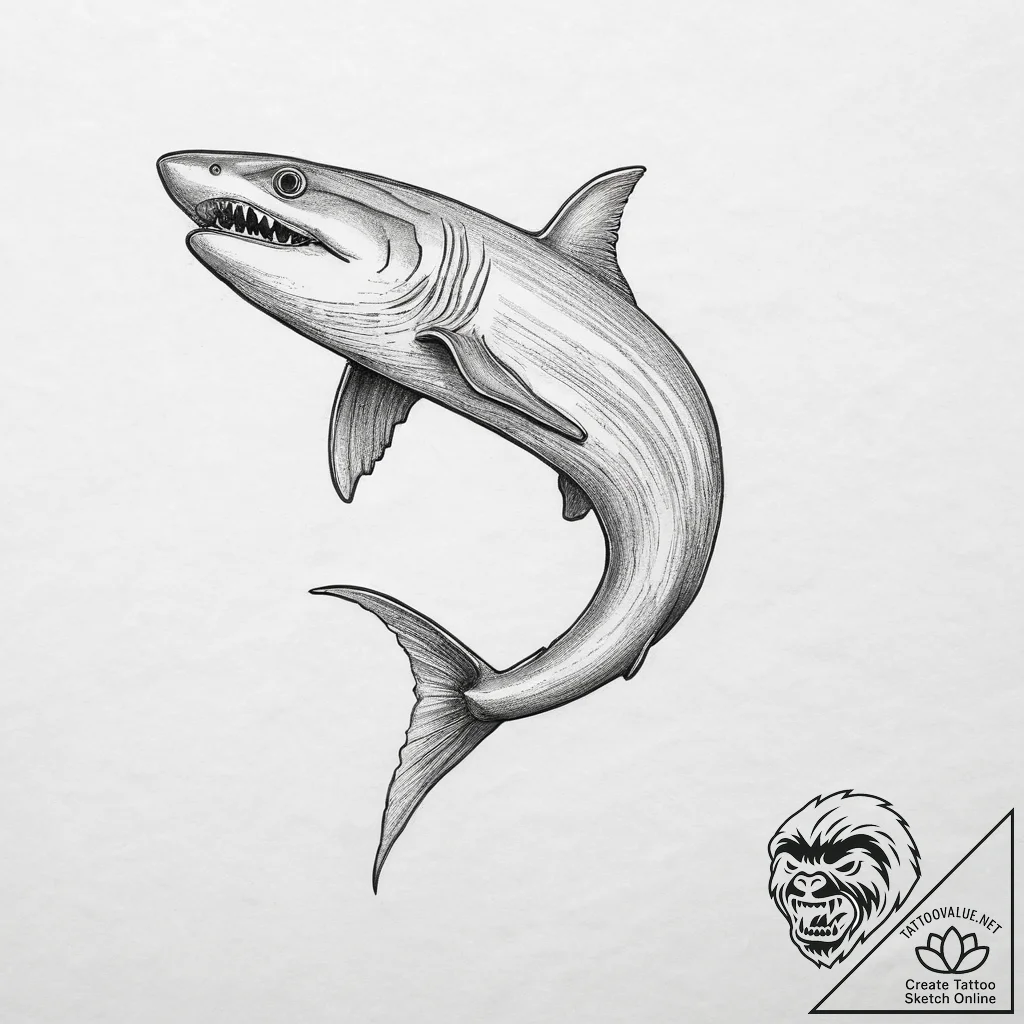Tattoo sketch cookiecutter shark, tattoo line... - tattoo sketch (№1760573213_0, 16.10.2025 00:06) — tattoovalue.net