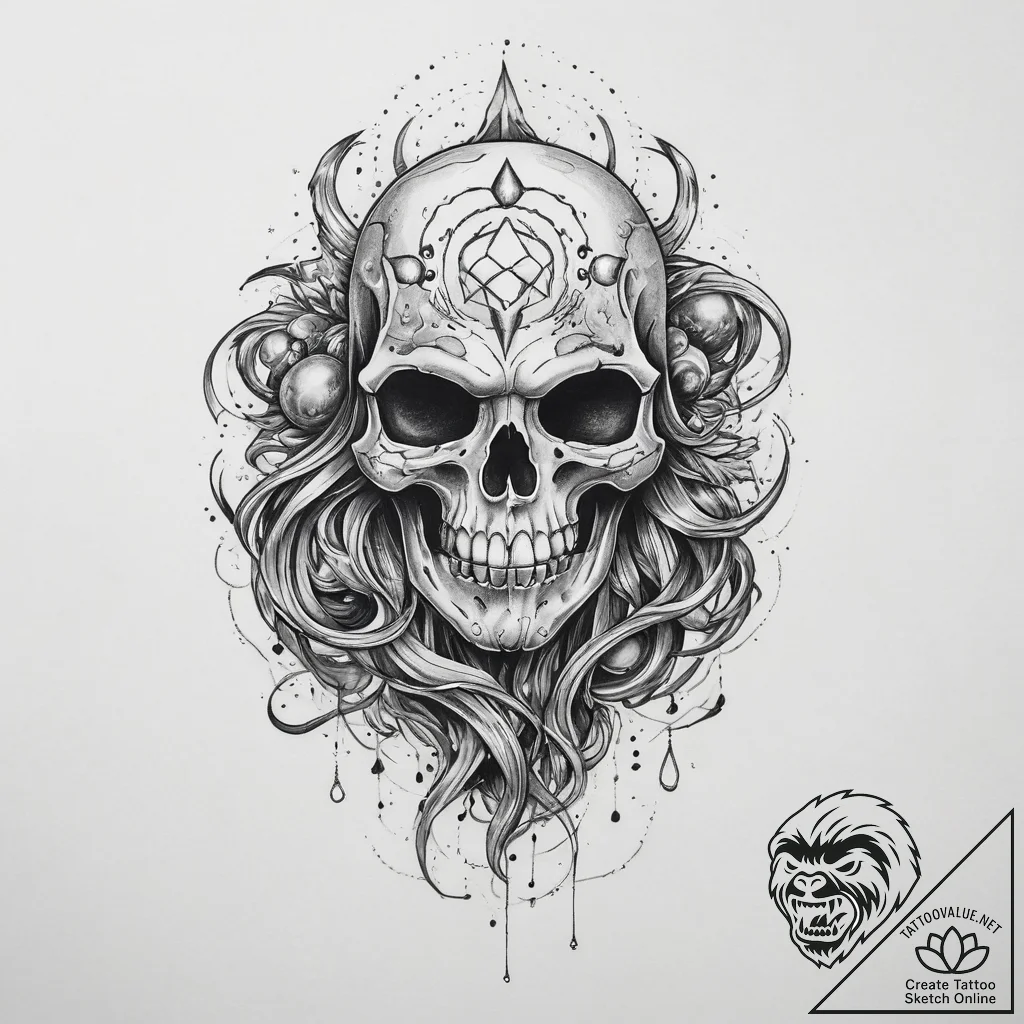 Tattoo sketch cosmic ghost, concept art for t... - tattoo sketch (№1760573643_0, 16.10.2025 00:14) — tattoovalue.net