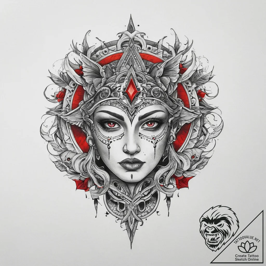 Tattoo sketch mystical scene, ink illustratio... - tattoo sketch (№1760574506_0, 16.10.2025 00:28) — tattoovalue.net