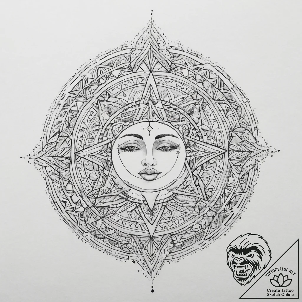 Tattoo sketch crescent moon with a witch, tat... - tattoo sketch (№1760576034_0, 16.10.2025 00:53) — tattoovalue.net