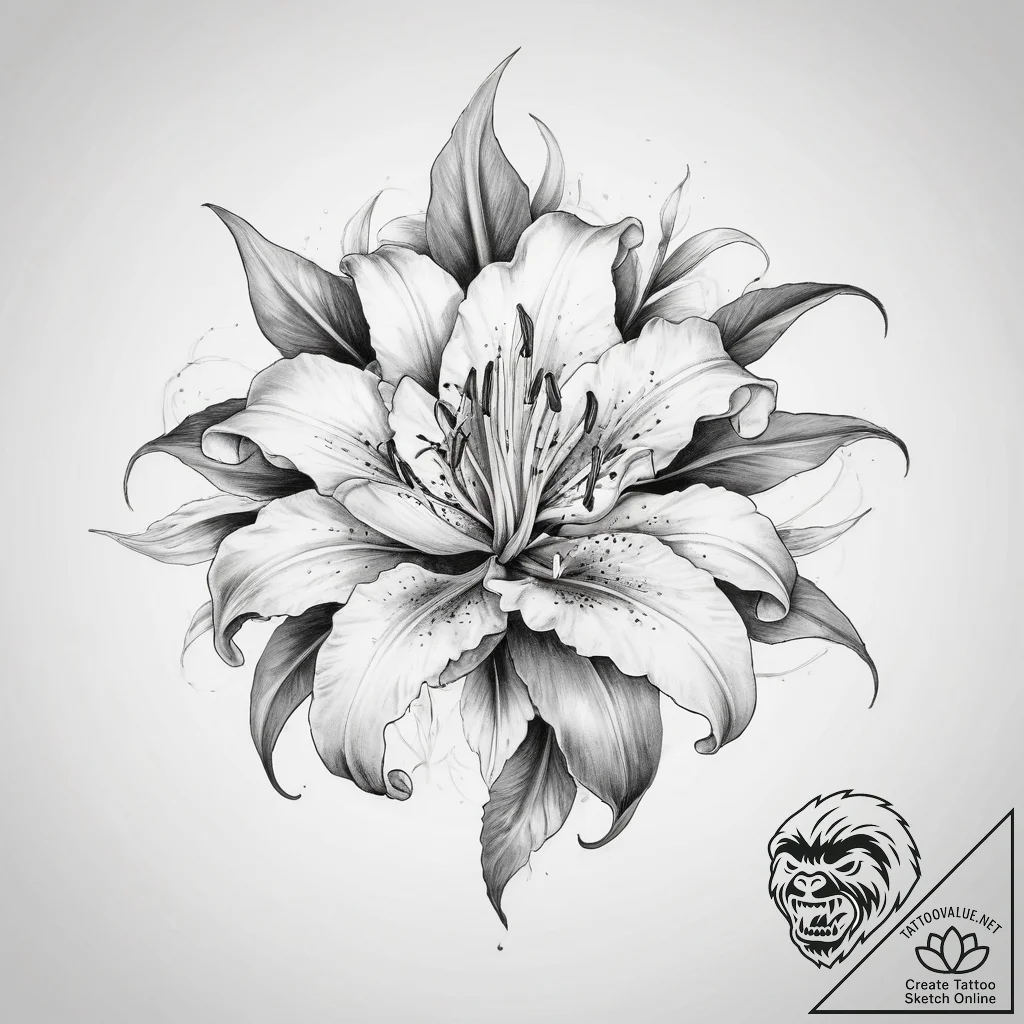 Tattoo sketch lily - tattoo sketch (№1760576898_0, 16.10.2025 01:08) — tattoovalue.net