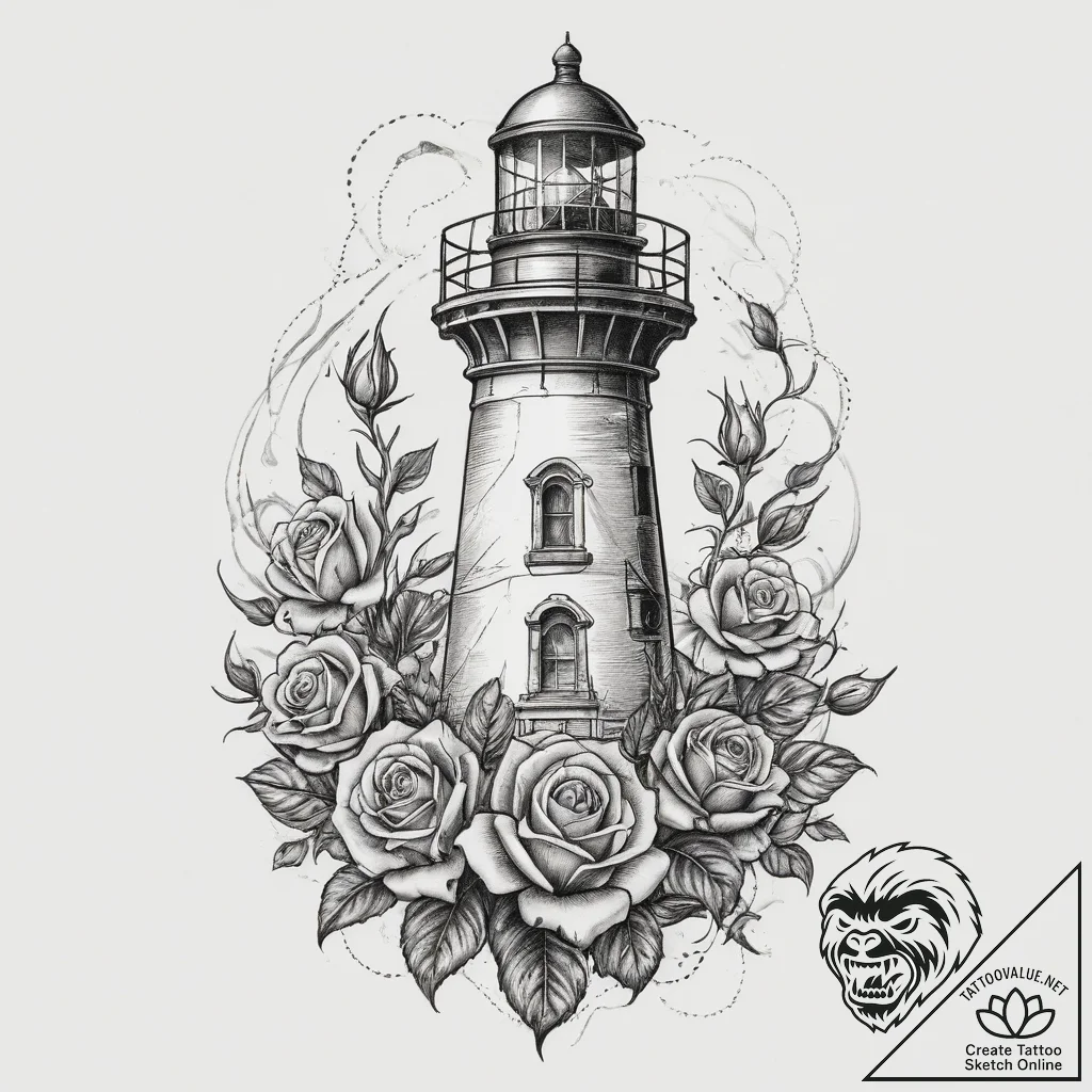 Tattoo sketch lighthouse beam, tattoo sketch... - tattoo sketch (№1760578623_0, 16.10.2025 01:37) — tattoovalue.net