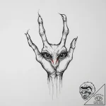 Tattoo sketch hands with an alien, tattoo lin… – tattoo sketch (№1760580136_0, 16.10.2025 02:02) — tattoovalue.net