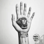 Tattoo sketch hands with a train – tattoo sketch (№1760580352_0, 16.10.2025 02:05) — tattoovalue.net