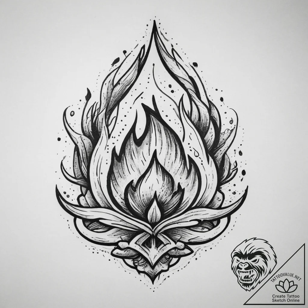 Tattoo sketch fire, tattoo flash sheet design... - tattoo sketch (№1760581656_0, 16.10.2025 02:27) — tattoovalue.net