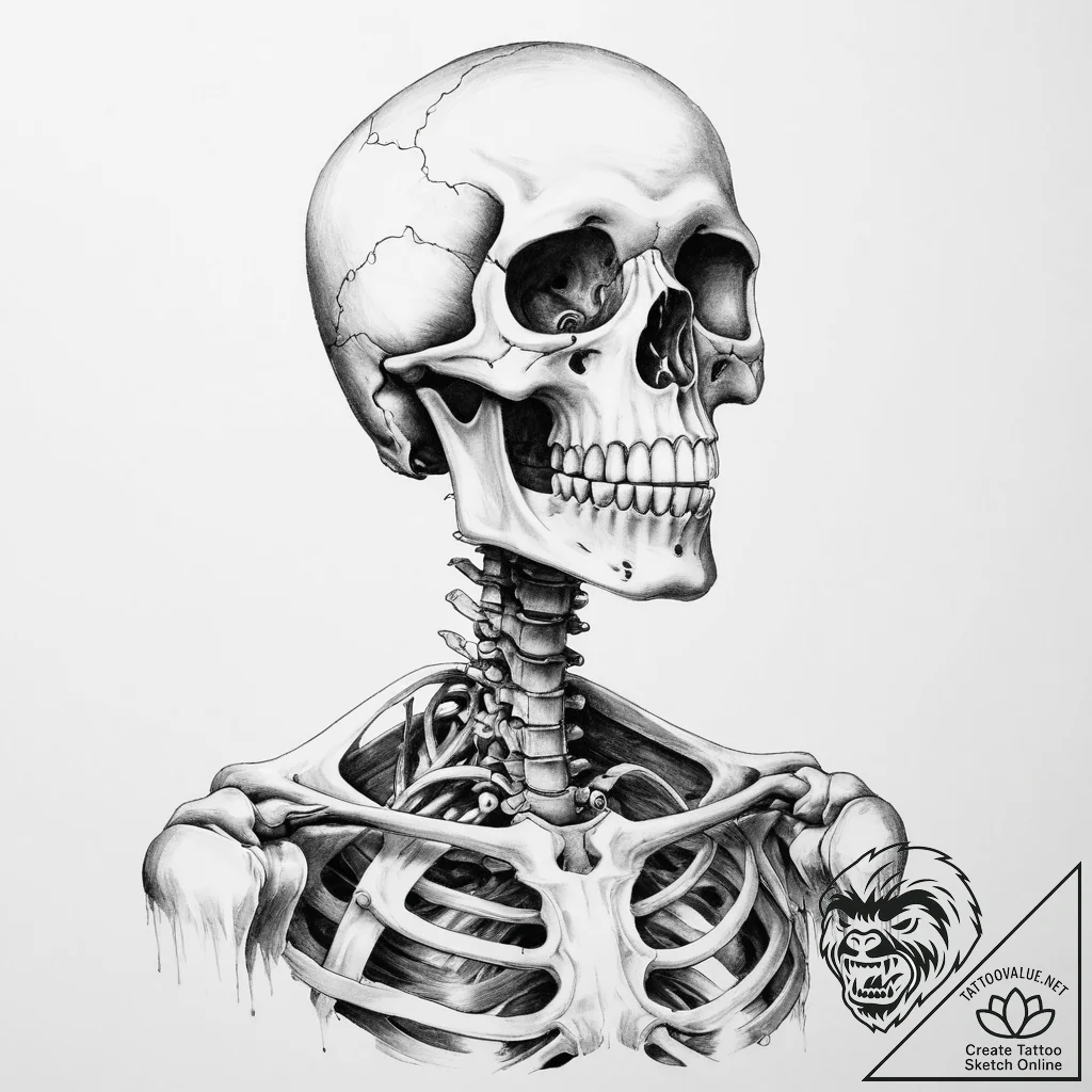 Tattoo sketch skeleton - tattoo sketch (№1760584247_0, 16.10.2025 03:10) — tattoovalue.net