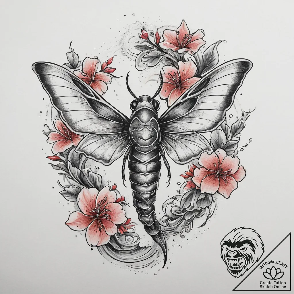 Tattoo sketch hawk moth, concept art for tatt... - tattoo sketch (№1760585337_0, 16.10.2025 03:28) — tattoovalue.net