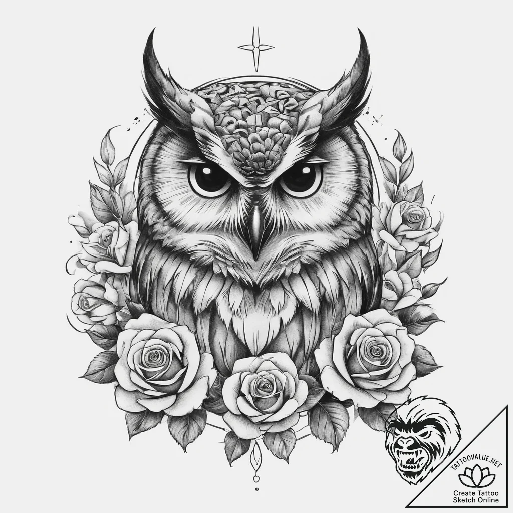 Tattoo sketch owl, tattoo sketch design, on a... - tattoo sketch (№1760588364_0, 16.10.2025 04:19) — tattoovalue.net