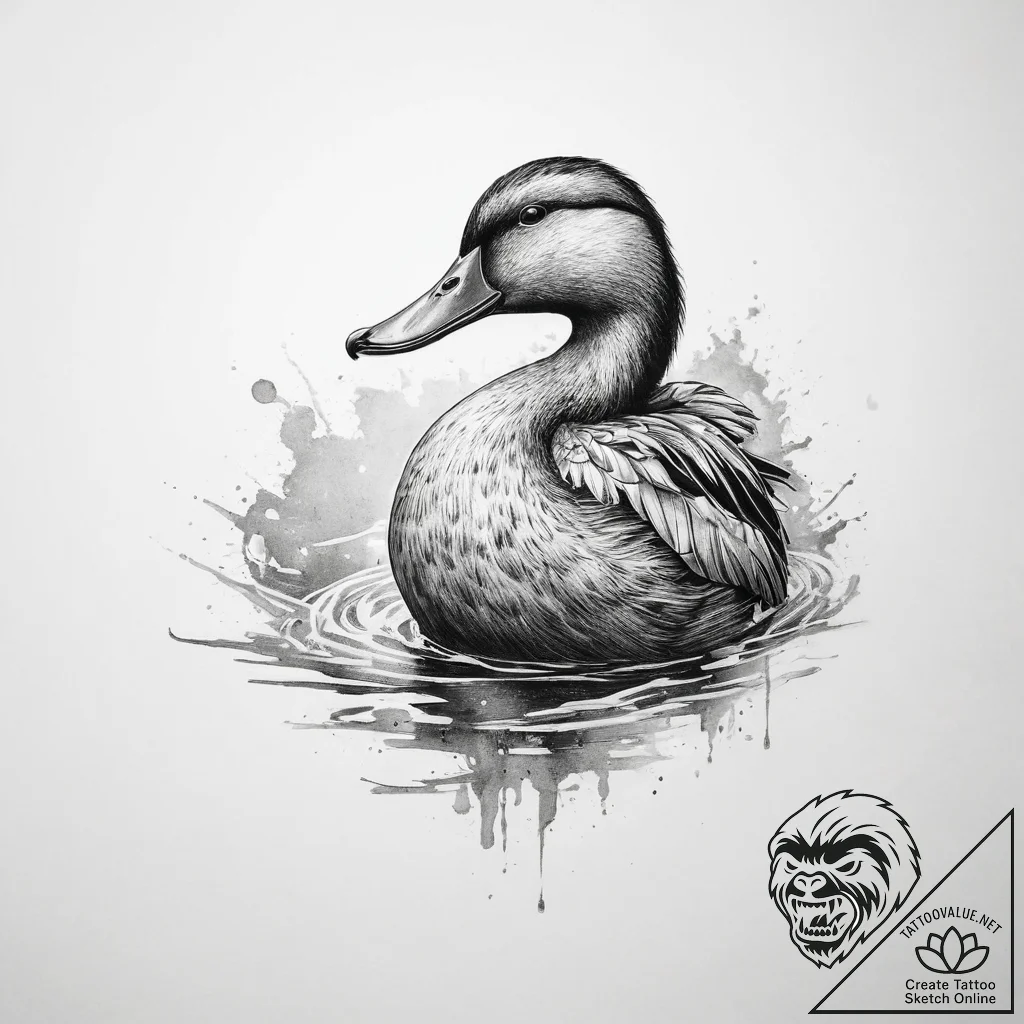Tattoo sketch duck - tattoo sketch (№1760588579_0, 16.10.2025 04:22) — tattoovalue.net