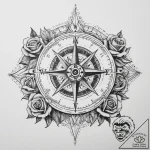 Tattoo sketch compass with a flag, tattoo dra… – tattoo sketch (№1760588794_0, 16.10.2025 04:26) — tattoovalue.net