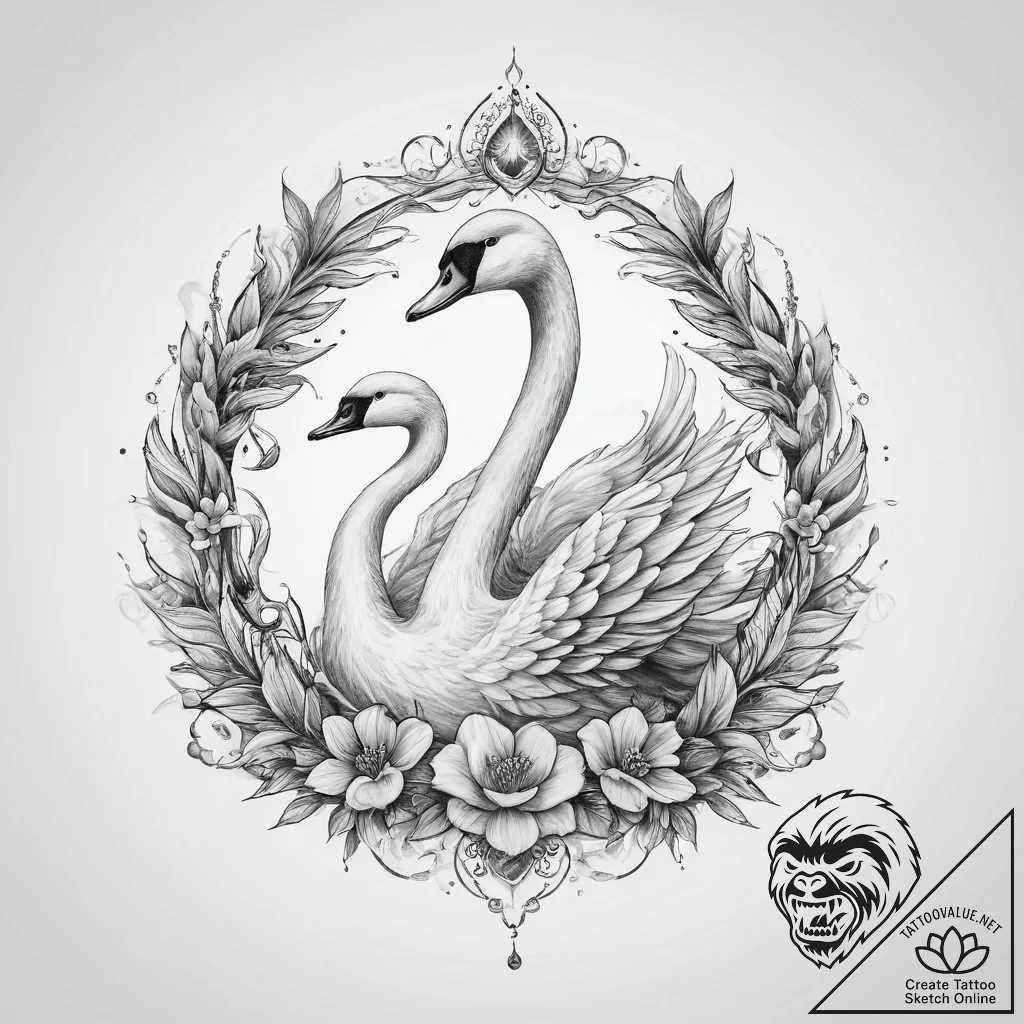 Tattoo sketch swan tattoo - tattoo sketch (№1760589454_0, 16.10.2025 04:37) — tattoovalue.net