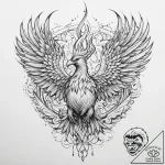 Tattoo sketch phoenix with a quote, concept a… – tattoo sketch (№1760592048_0, 16.10.2025 05:20) — tattoovalue.net