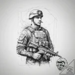 Tattoo sketch soldier with a document, tattoo… – tattoo sketch (№1760592701_0, 16.10.2025 05:31) — tattoovalue.net