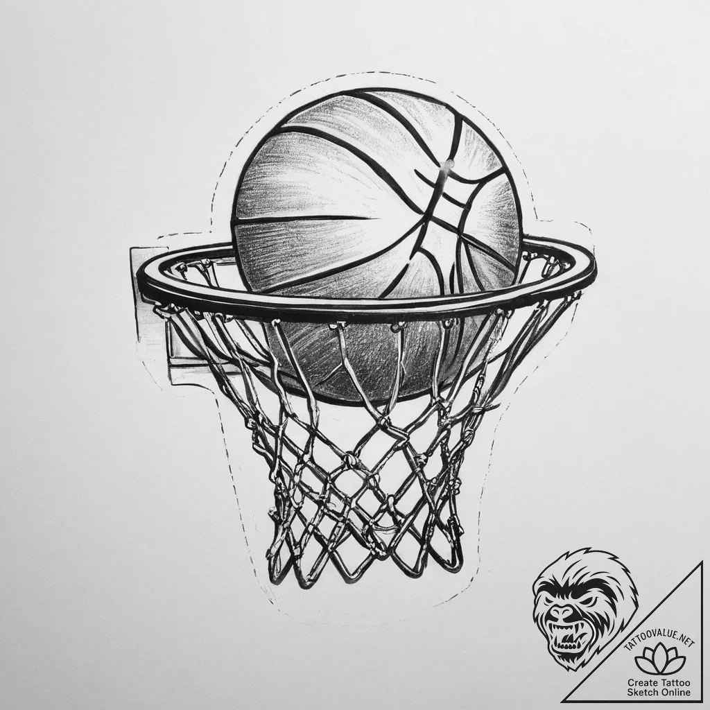 Tattoo sketch basketball with a backboard, ta... - tattoo sketch (№1760593789_0, 16.10.2025 05:49) — tattoovalue.net