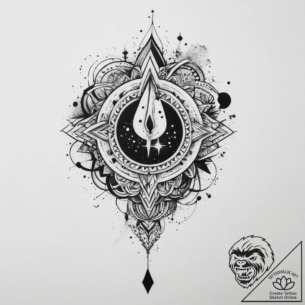 Tattoo sketch cosmic fount, tattoo sketch des... - tattoo sketch (№1760595298_0, 16.10.2025 06:14) — tattoovalue.net