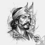 Tattoo sketch hernan cortes with a flag, tatt… – tattoo sketch (№1760595730_0, 16.10.2025 06:22) — tattoovalue.net