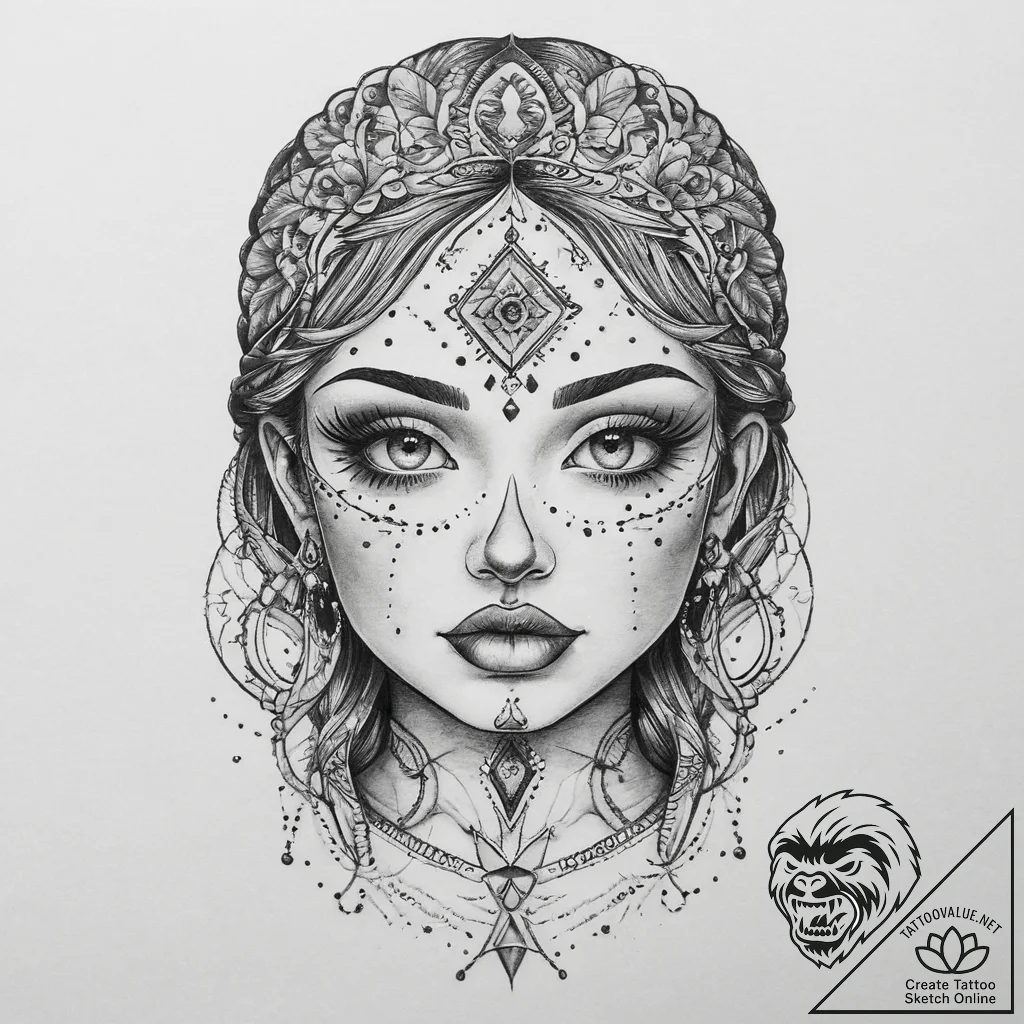 Tattoo sketch face, tattoo drawing outline, b... - tattoo sketch (№1760596380_0, 16.10.2025 06:33) — tattoovalue.net
