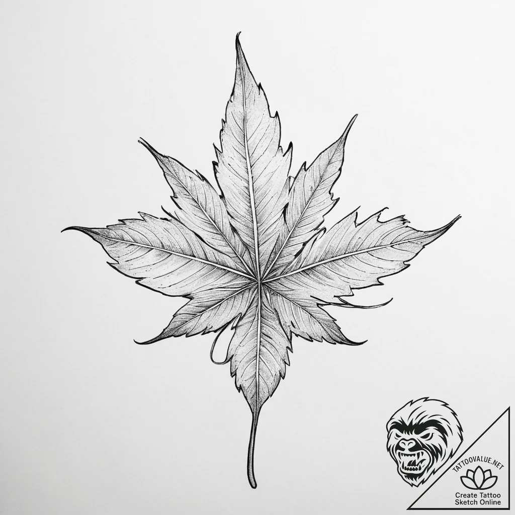 Tattoo sketch leaf - tattoo sketch (№1760597673_0, 16.10.2025 06:54) — tattoovalue.net