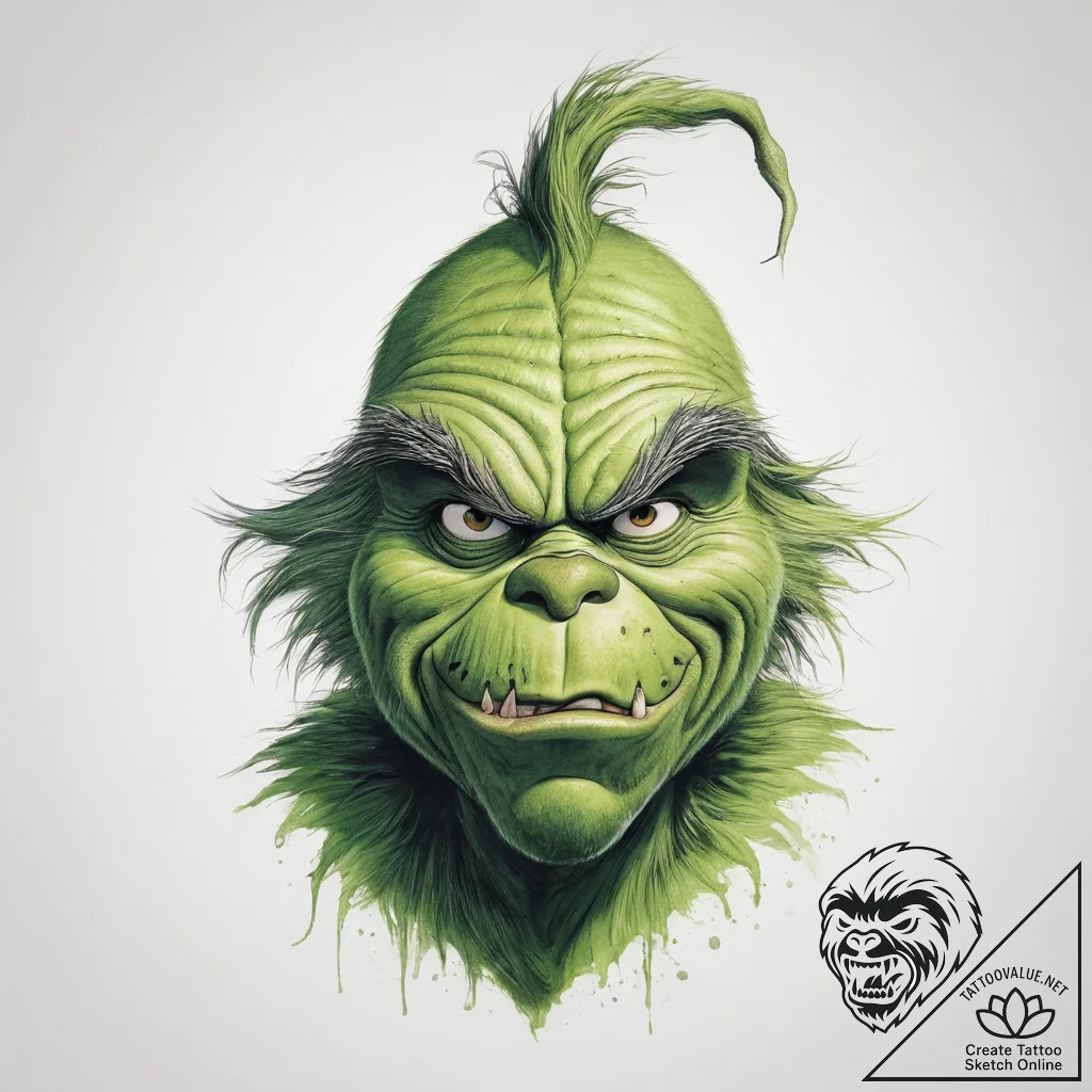 Tattoo sketch the grinch with a claw - tattoo sketch (№1760598330_0, 16.10.2025 07:05) — tattoovalue.net