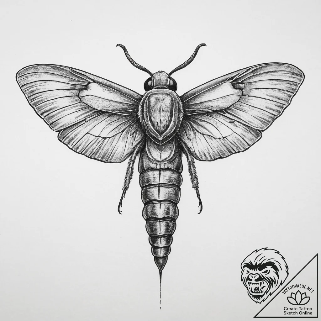 Tattoo sketch elephant hawk-moth, tattoo sket... - tattoo sketch (№1760599786_0, 16.10.2025 07:29) — tattoovalue.net