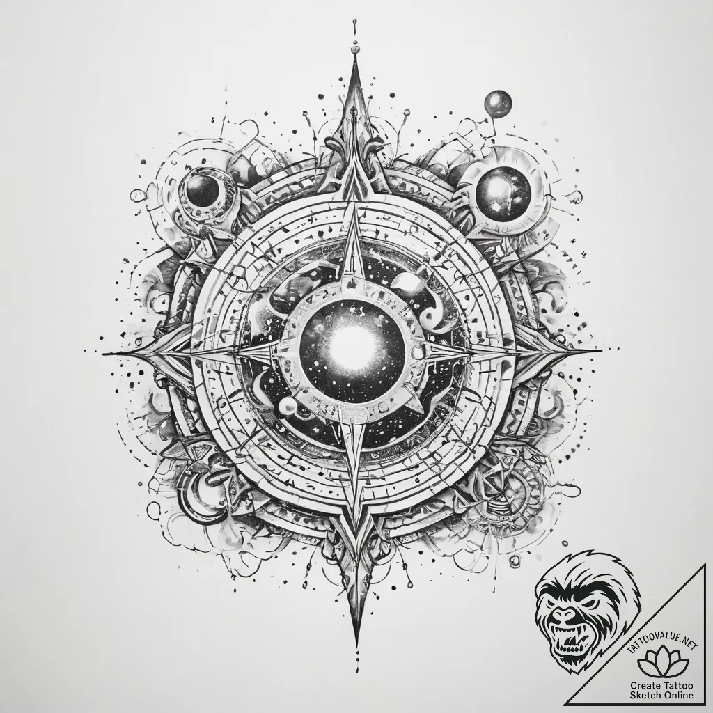 Tattoo sketch cosmic dimension - tattoo sketch (№1760600433_0, 16.10.2025 07:40) — tattoovalue.net