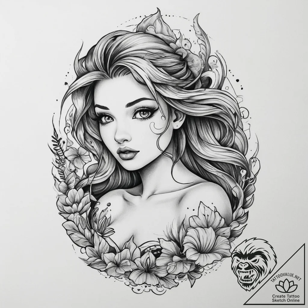 Tattoo sketch mermaid tattoo, tattoo flash sh... - tattoo sketch (№1760601081_0, 16.10.2025 07:51) — tattoovalue.net