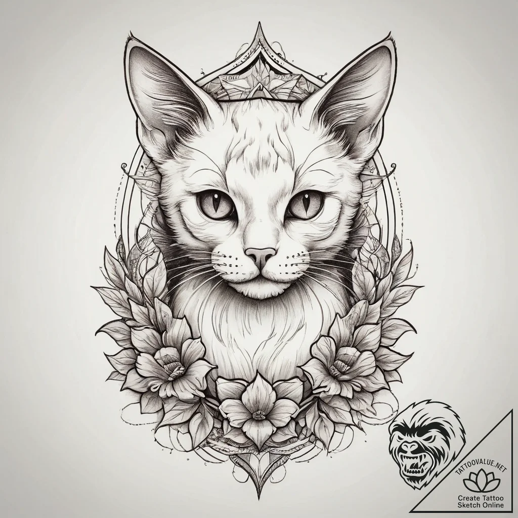 Tattoo sketch playful kitten, tattoo drawing... - tattoo sketch (№1760601945_0, 16.10.2025 08:05) — tattoovalue.net