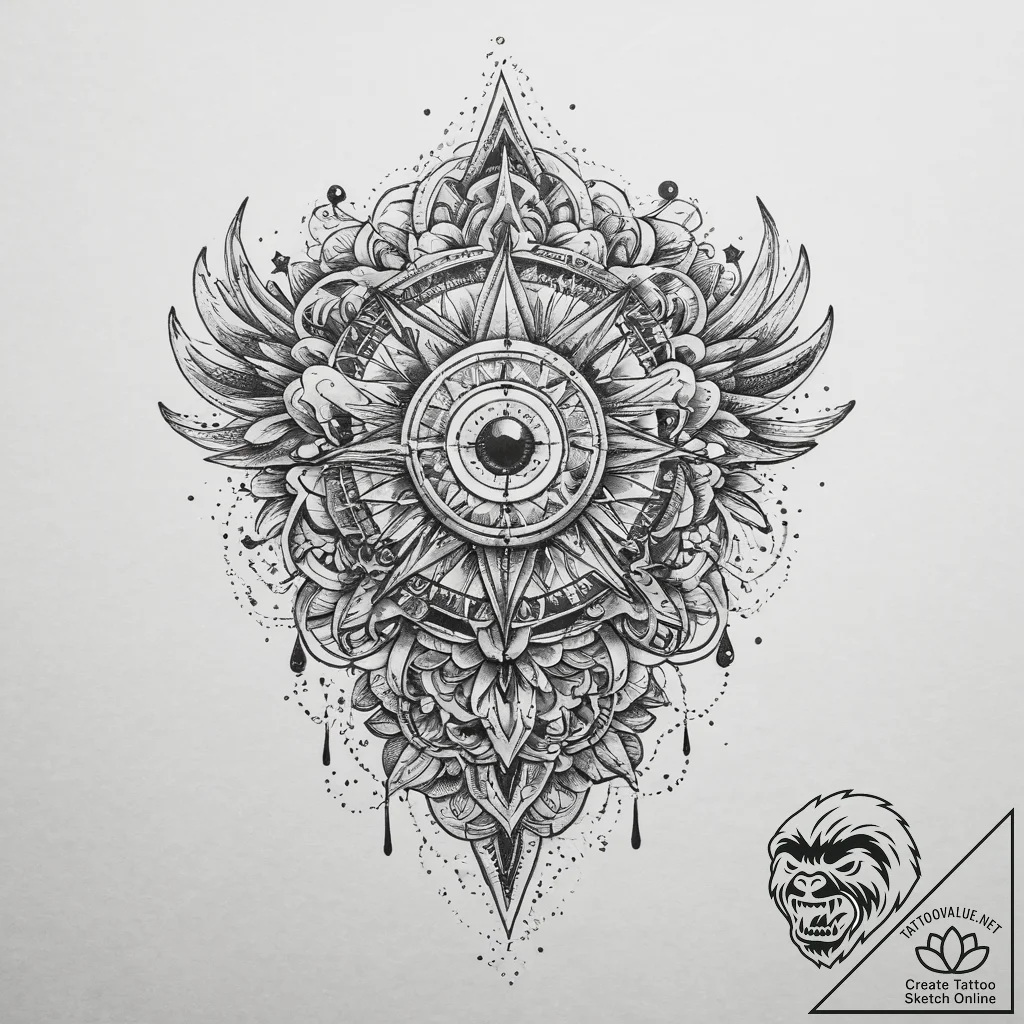 Tattoo sketch sky, ink illustration for tatto... - tattoo sketch (№1760602160_0, 16.10.2025 08:09) — tattoovalue.net