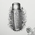 Tattoo sketch nutmeg with a grater, ink illus… – tattoo sketch (№1760602378_0, 16.10.2025 08:12) — tattoovalue.net