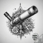 Tattoo sketch old telescope with a star, conc… – tattoo sketch (№1760603042_0, 16.10.2025 08:24) — tattoovalue.net
