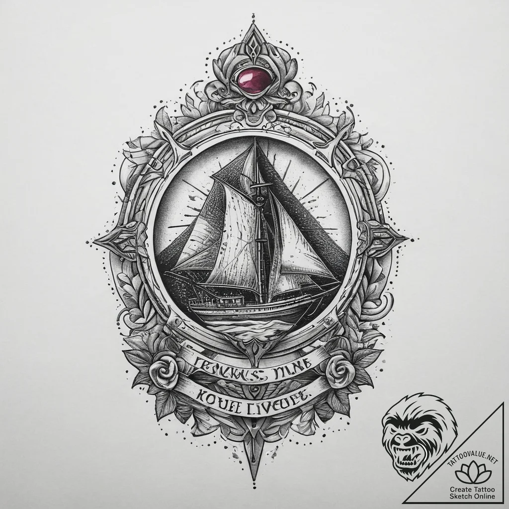 Tattoo sketch ruby, ink illustration for tatt... - tattoo sketch (№1760604768_0, 16.10.2025 08:52) — tattoovalue.net