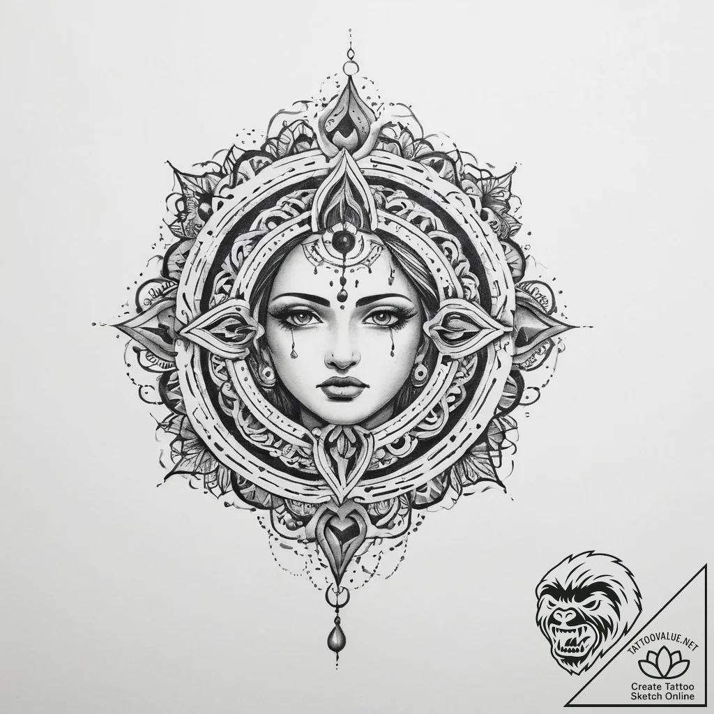 Tattoo sketch spiritual essence - tattoo sketch (№1760605632_0, 16.10.2025 09:07) — tattoovalue.net