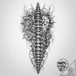 Tattoo sketch bio-mechanical позвоночник – tattoo sketch (№1760606497_0, 16.10.2025 09:21) — tattoovalue.net