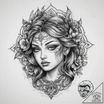 Tattoo sketch blessed character, artistic tat… – tattoo sketch (№1760606938_0, 16.10.2025 09:28) — tattoovalue.net