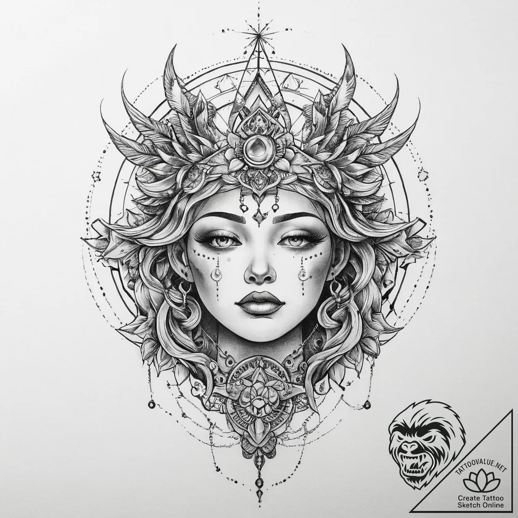 Tattoo sketch cosmic myth, tattoo flash sheet... - tattoo sketch (№1760607369_0, 16.10.2025 09:36) — tattoovalue.net