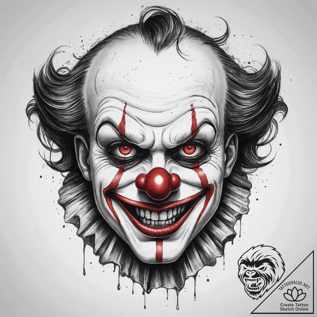 Tattoo sketch weeping clown, tattoo flash she... - tattoo sketch (№1760608231_0, 16.10.2025 09:50) — tattoovalue.net