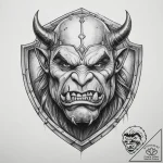Tattoo sketch orc with a shield, artistic tat… – tattoo sketch (№1760608447_0, 16.10.2025 09:54) — tattoovalue.net