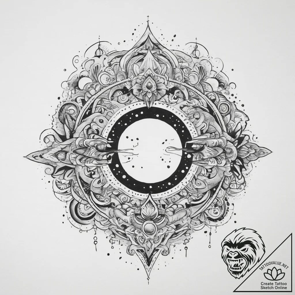 Tattoo sketch cosmic world, tattoo flash shee... - tattoo sketch (№1760608880_0, 16.10.2025 10:01) — tattoovalue.net