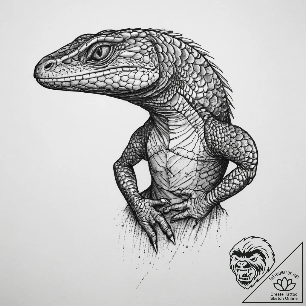 Tattoo sketch monitor lizard, concept art for... - tattoo sketch (№1760610829_0, 16.10.2025 10:33) — tattoovalue.net