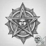 Pentagram – realism b/w, isolated on white – tattoo sketch (№1760611006_0, 16.10.2025 10:36) — tattoovalue.net