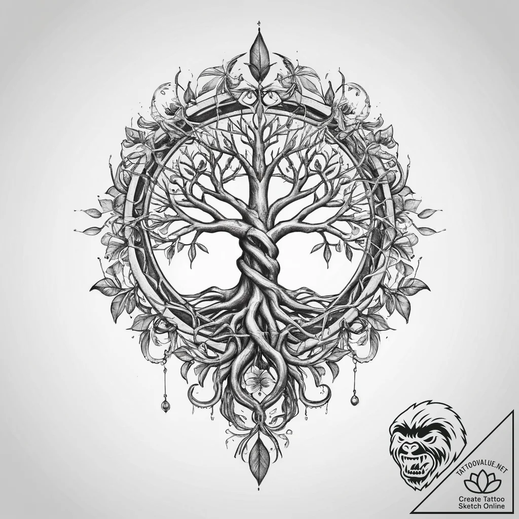 Tattoo sketch sacred root - tattoo sketch (№1760611046_0, 16.10.2025 10:37) — tattoovalue.net
