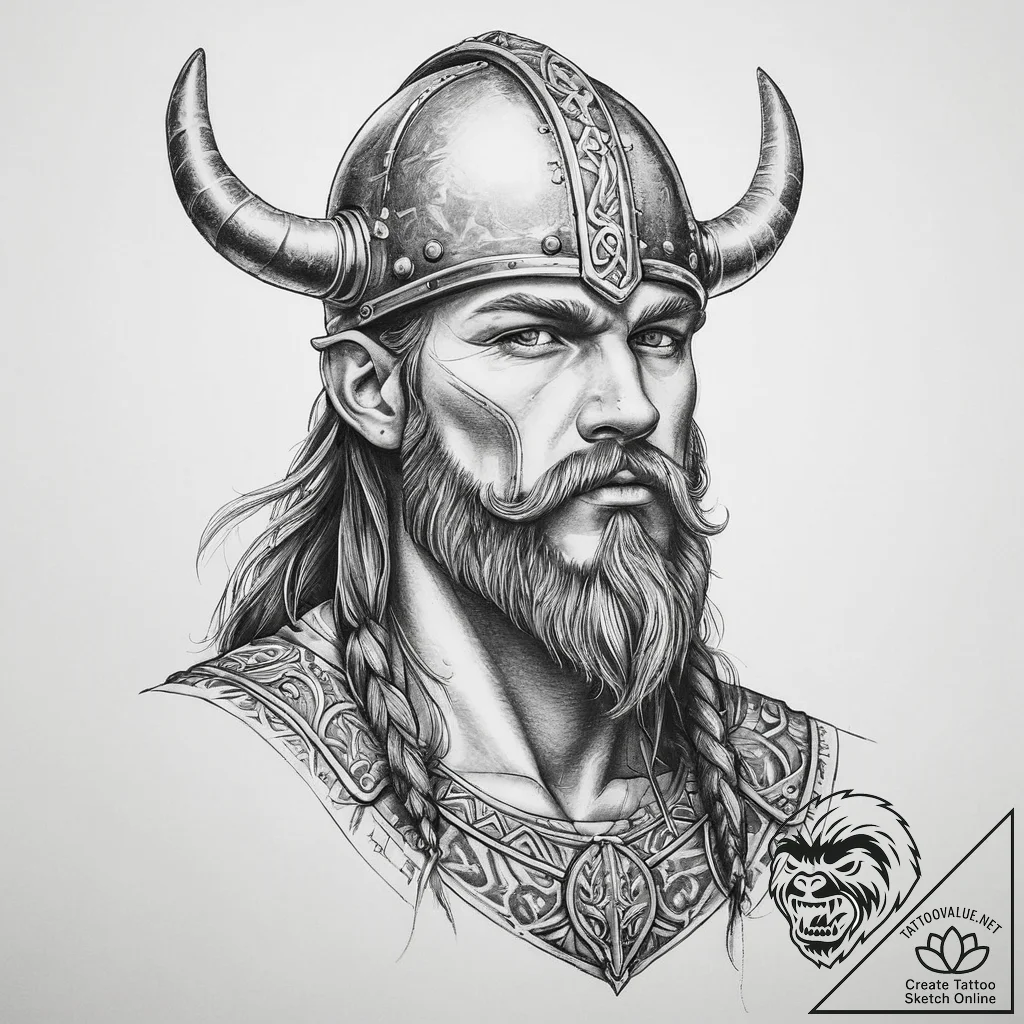 Tattoo sketch soldier with a viking, artistic... - tattoo sketch (№1760611272_0, 16.10.2025 10:41) — tattoovalue.net