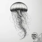 Tattoo sketch graceful jellyfish floating, in… – tattoo sketch (№1760614085_0, 16.10.2025 11:28) — tattoovalue.net