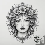 Tattoo sketch flower crown tattoo, concept ar… – tattoo sketch (№1760615387_0, 16.10.2025 11:49) — tattoovalue.net