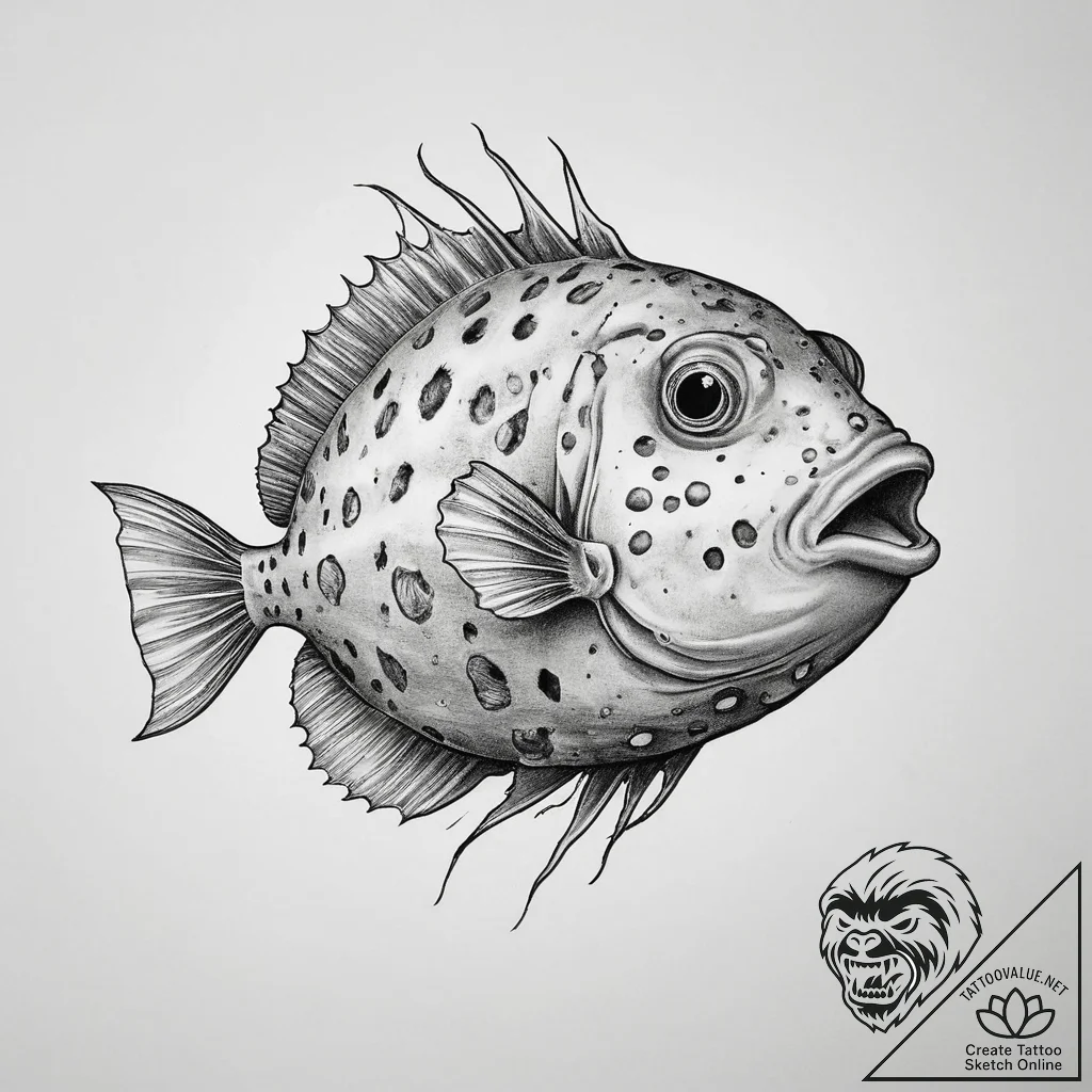 Tattoo sketch boxfish, artistic tattoo sketch... - tattoo sketch (№1760616035_0, 16.10.2025 12:00) — tattoovalue.net