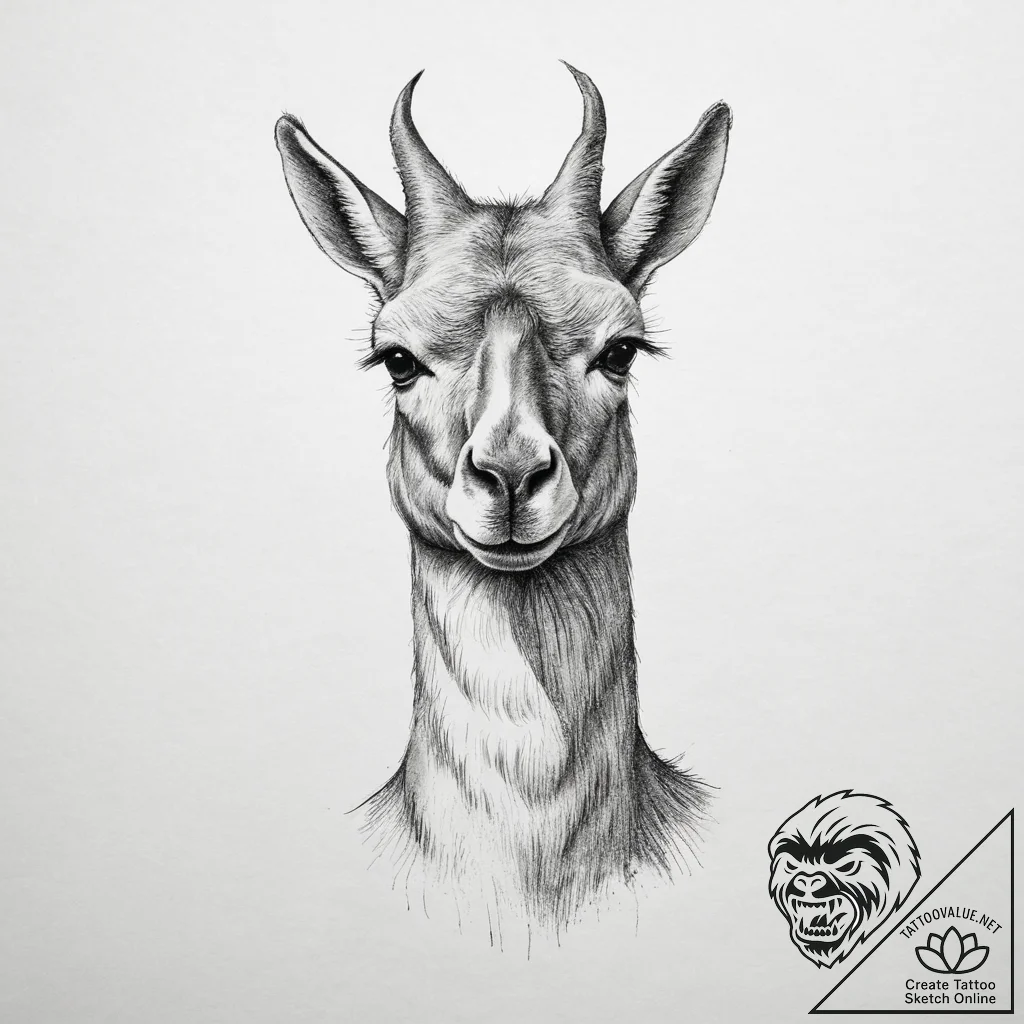 Tattoo sketch guanaco, ink illustration for t... - tattoo sketch (№1760617763_0, 16.10.2025 12:29) — tattoovalue.net