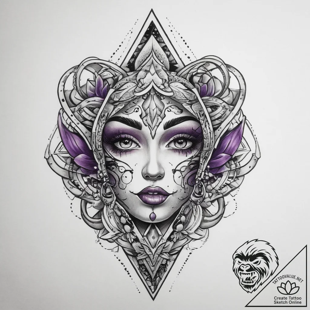 Tattoo sketch amethyst, artistic tattoo sketc... - tattoo sketch (№1760618843_0, 16.10.2025 12:47) — tattoovalue.net