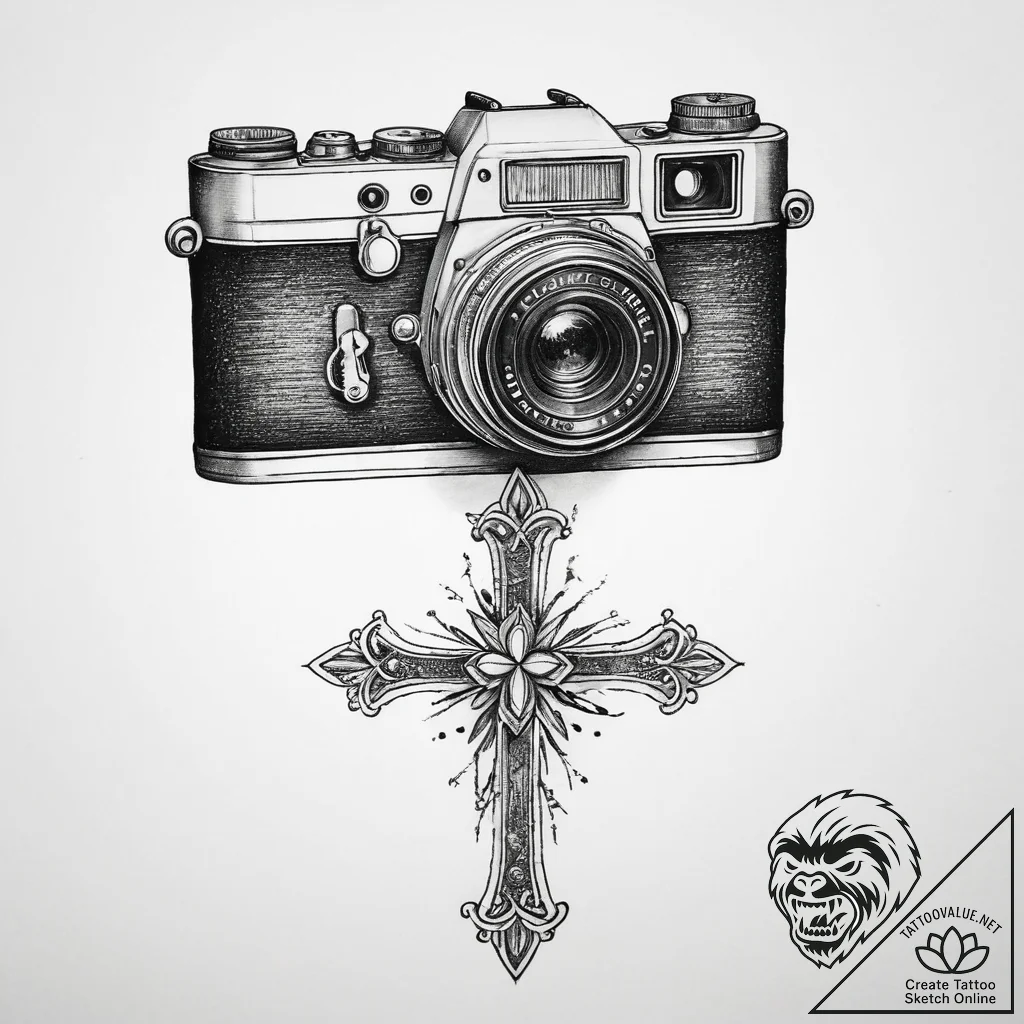 Tattoo sketch vintage camera with a photo, ta... - tattoo sketch (№1760620364_0, 16.10.2025 13:12) — tattoovalue.net